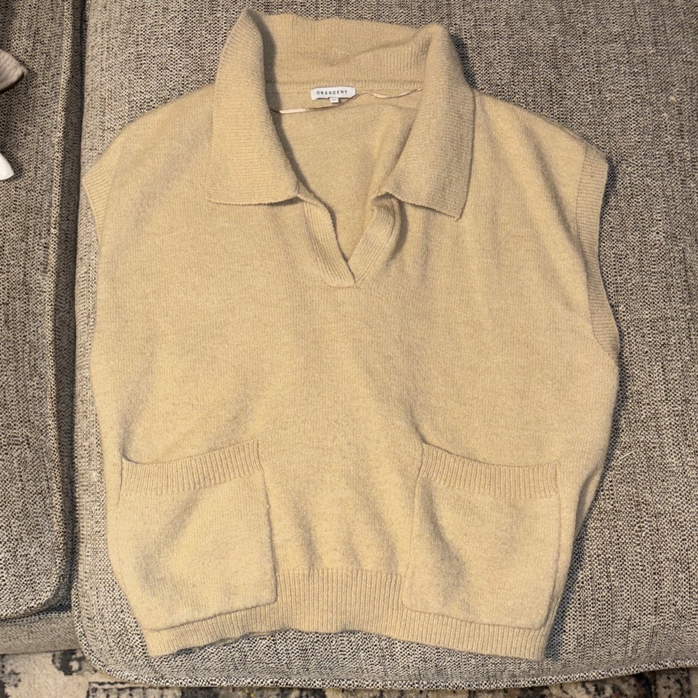 Crescent Beige V-Neck Sweater Vest